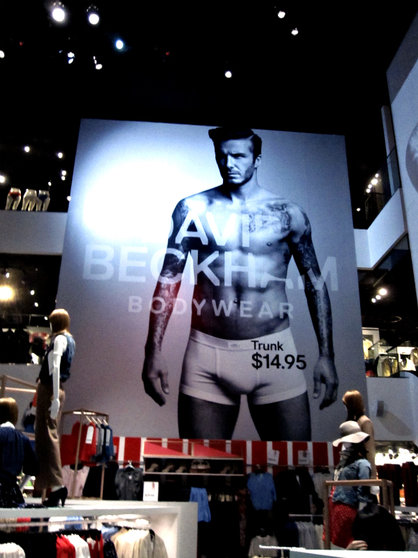 H&M display of Beckham Bodywear