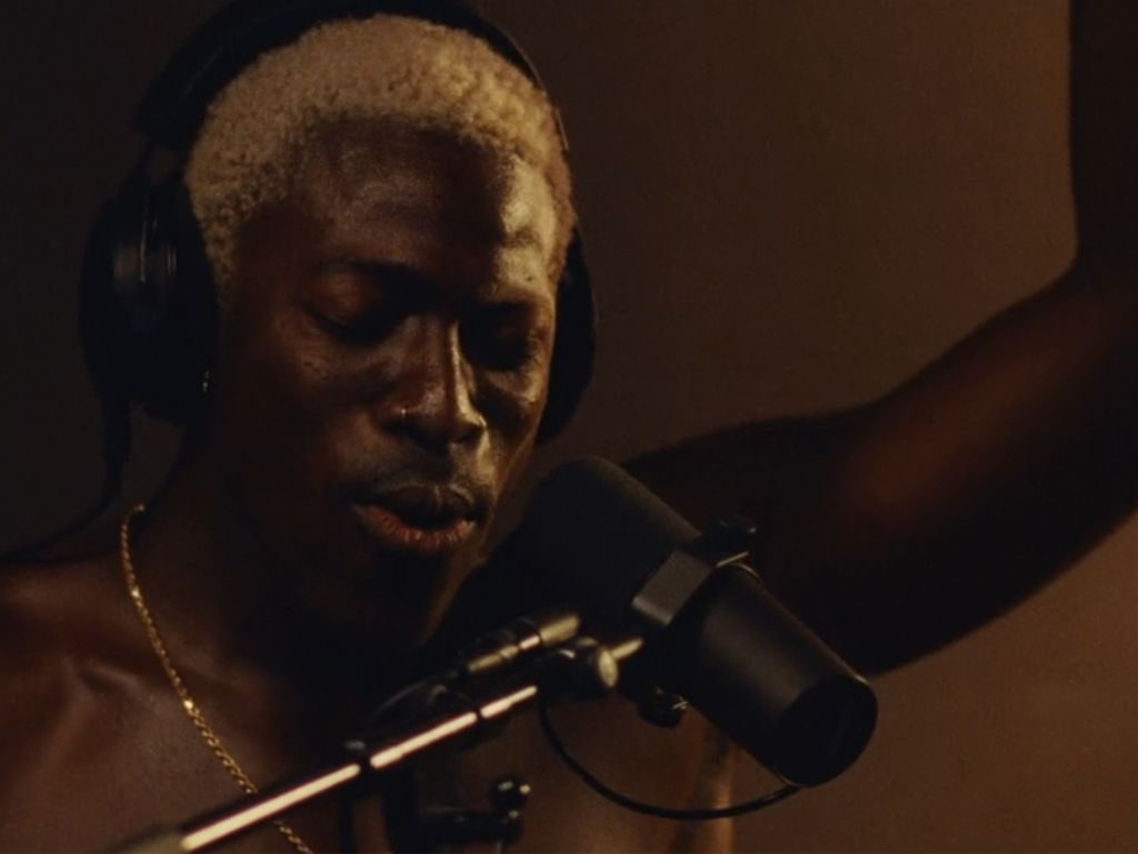Moses singing in the studio